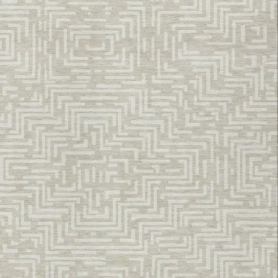 Beige And Blue Geometric Washable Indoor Outdoor Area Rug Photo 4