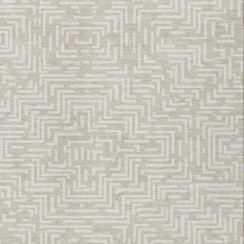 Beige And Blue Geometric Washable Indoor Outdoor Area Rug Photo 4