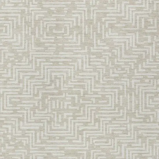 Beige And Blue Geometric Washable Indoor Outdoor Area Rug Photo 3