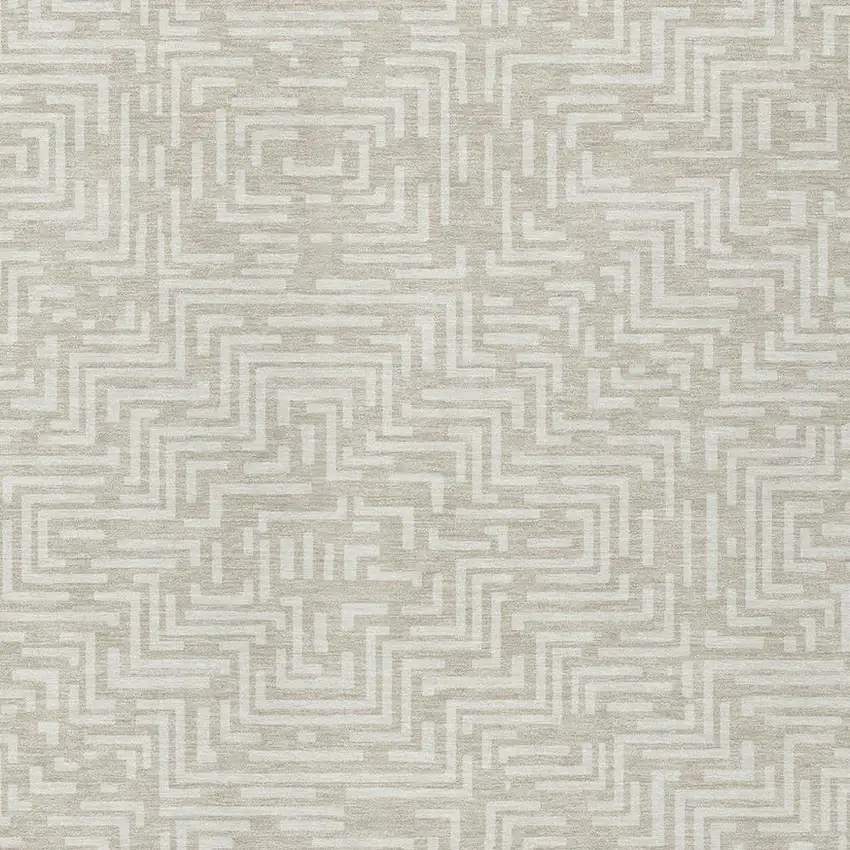 Beige And Blue Geometric Washable Indoor Outdoor Area Rug Photo 3