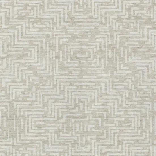 Beige And Blue Geometric Washable Indoor Outdoor Area Rug Photo 5