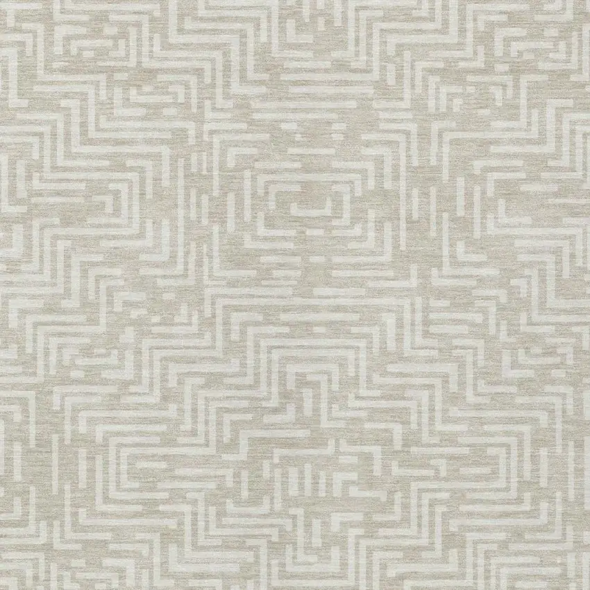 Beige And Blue Geometric Washable Indoor Outdoor Area Rug Photo 5