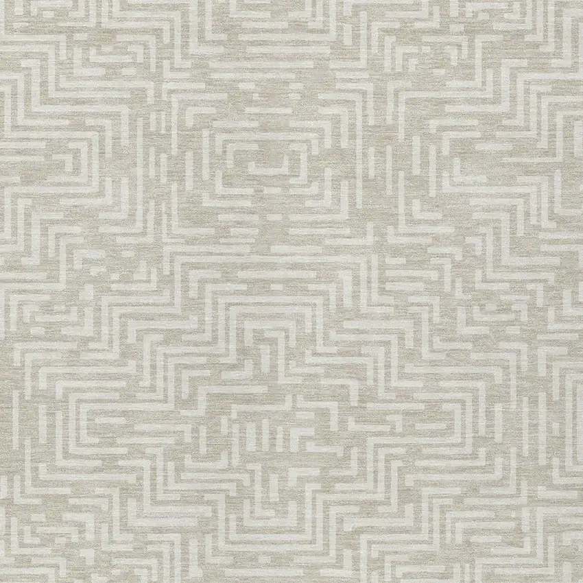 Beige And Blue Geometric Washable Indoor Outdoor Area Rug Photo 4