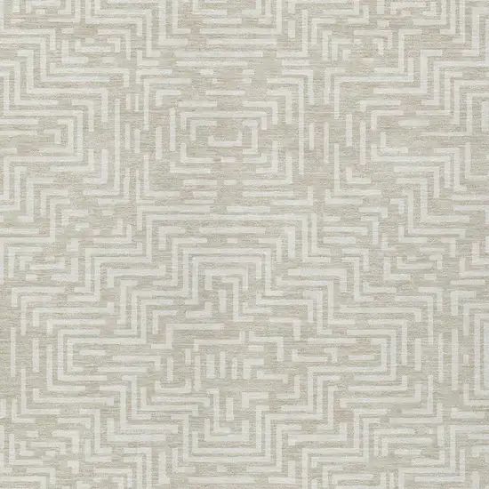 Beige And Blue Geometric Washable Indoor Outdoor Area Rug Photo 4