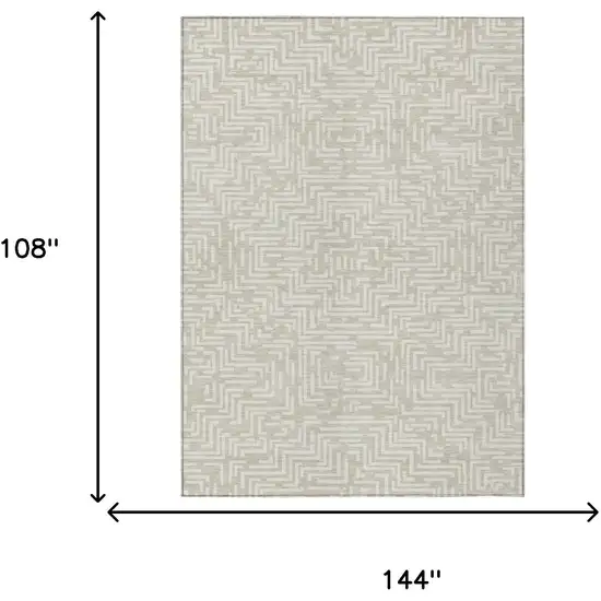 Beige And Blue Geometric Washable Indoor Outdoor Area Rug Photo 8