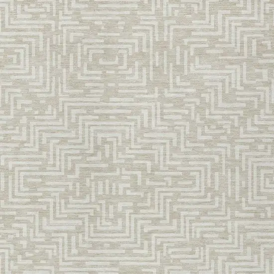 Beige And Blue Geometric Washable Indoor Outdoor Area Rug Photo 3