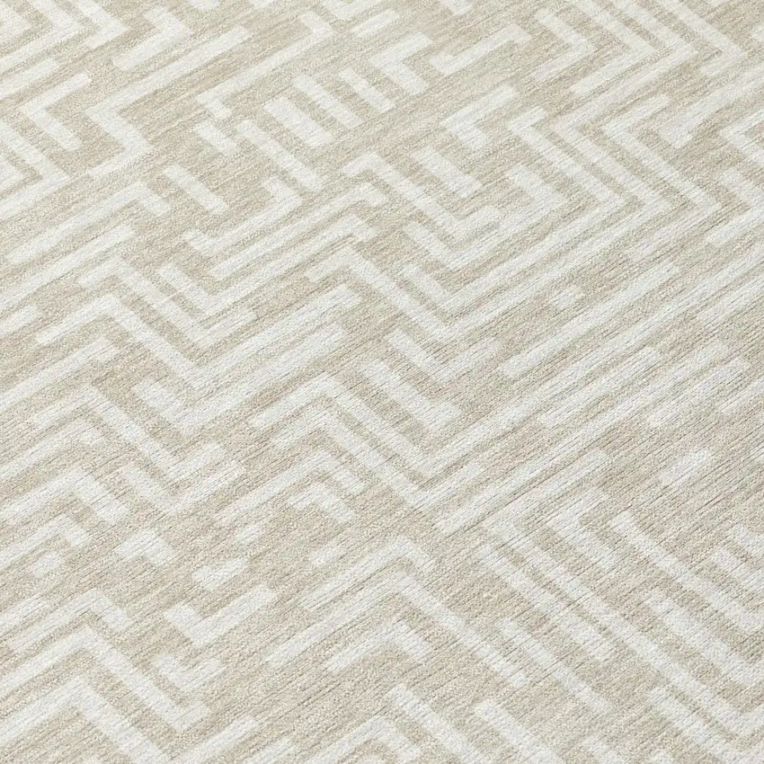 Beige And Blue Geometric Washable Indoor Outdoor Area Rug Photo 8
