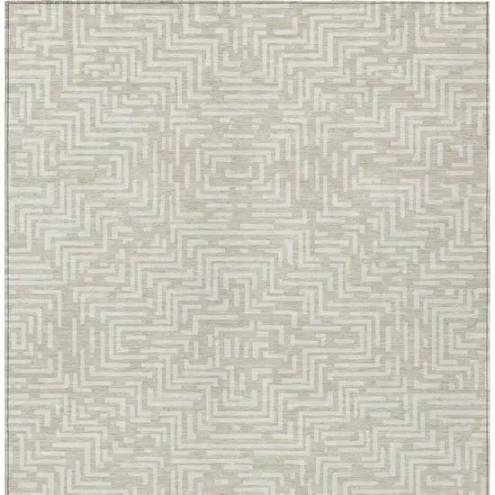 Beige And Blue Geometric Washable Indoor Outdoor Area Rug Photo 6