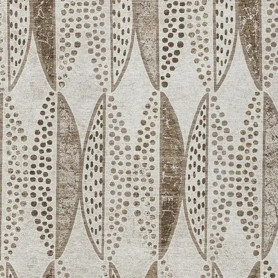 Beige And Blue Geometric Washable Indoor Outdoor Area Rug Photo 3