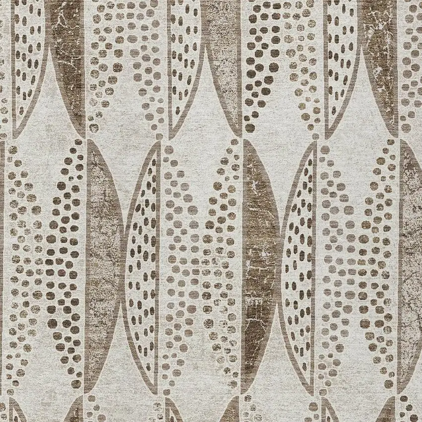 Beige And Blue Geometric Washable Indoor Outdoor Area Rug Photo 3