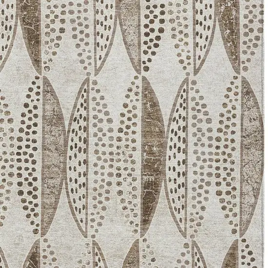 Beige And Blue Geometric Washable Indoor Outdoor Area Rug Photo 3