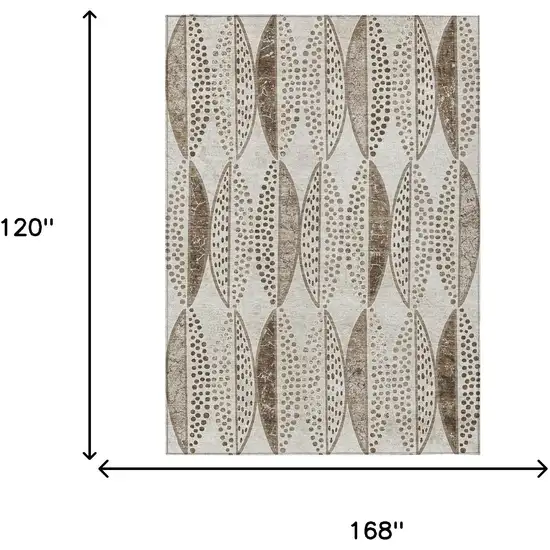 Beige And Blue Geometric Washable Indoor Outdoor Area Rug Photo 7