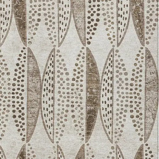Beige And Blue Geometric Washable Indoor Outdoor Area Rug Photo 3
