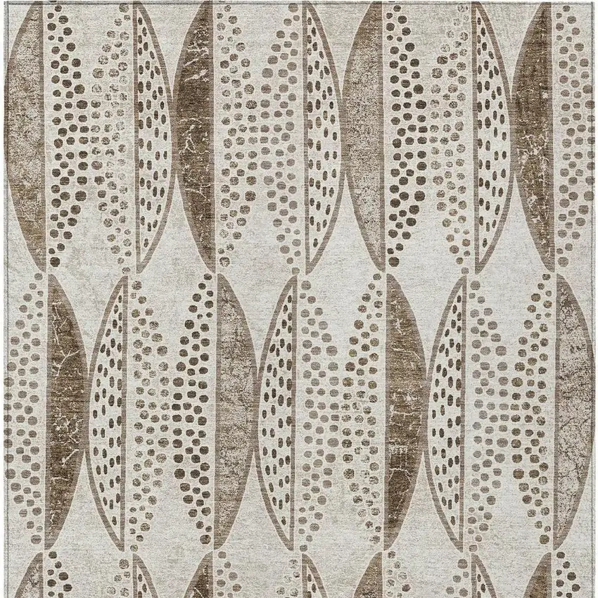 Beige And Blue Geometric Washable Indoor Outdoor Area Rug Photo 4