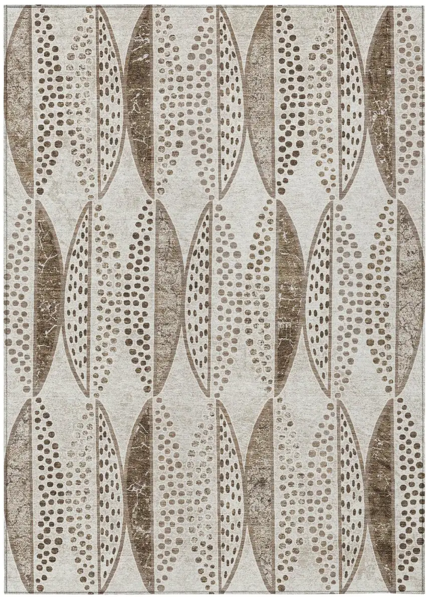 Beige And Blue Geometric Washable Indoor Outdoor Area Rug Photo 2