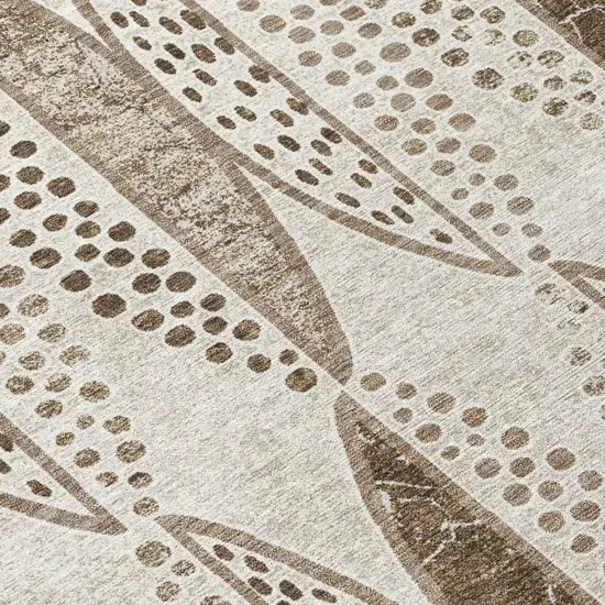 Beige And Blue Geometric Washable Indoor Outdoor Area Rug Photo 6