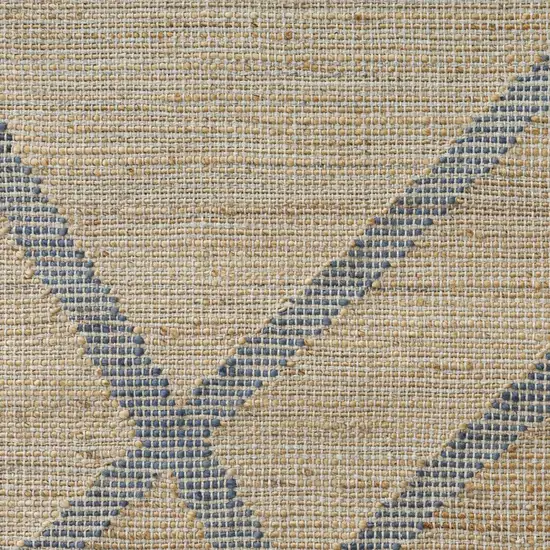 Beige And Blue Jute Abstract Hand Woven Area Rug Photo 6