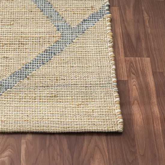 Beige And Blue Jute Abstract Hand Woven Area Rug Photo 5