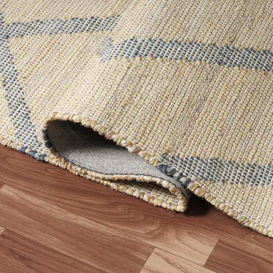 Beige And Blue Jute Abstract Hand Woven Area Rug Photo 4