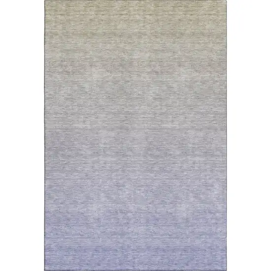 Beige And Blue Ombre Washable Area Rug With UV Protection Photo 1