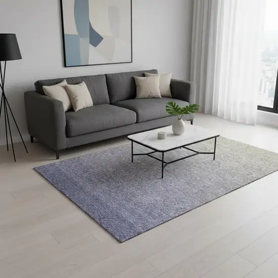 Beige And Blue Ombre Washable Area Rug With UV Protection Photo 2