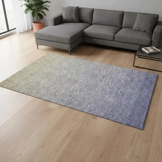 Beige And Blue Ombre Washable Area Rug With UV Protection Photo 2