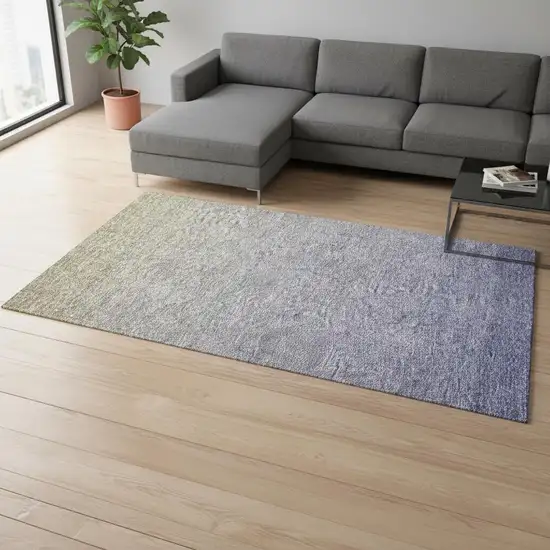 Beige And Blue Ombre Washable Area Rug With UV Protection Photo 2