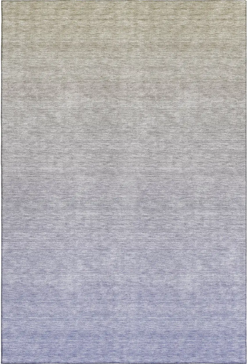 Beige And Blue Ombre Washable Area Rug With UV Protection Photo 1