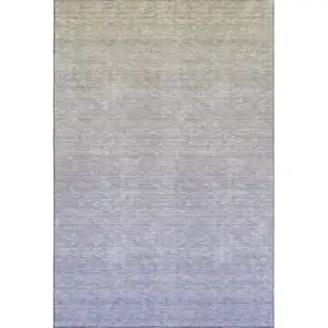 Photo of Beige And Blue Ombre Washable Area Rug With UV Protection