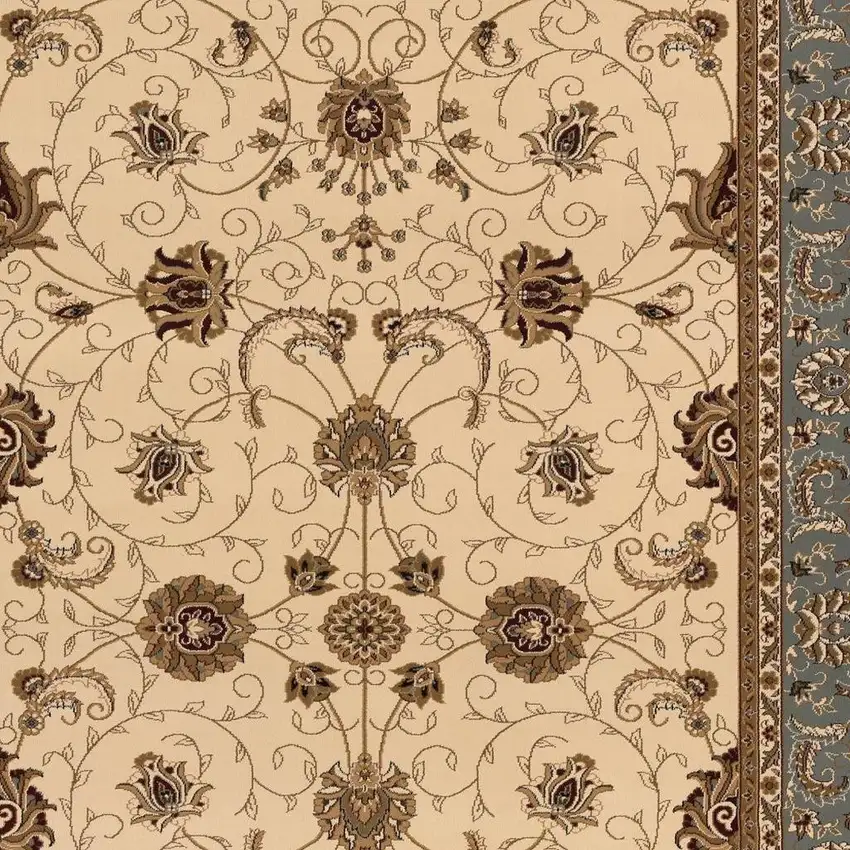 Beige And Blue Oriental Area Rug Photo 3