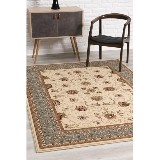 Beige And Blue Oriental Area Rug Photo 5