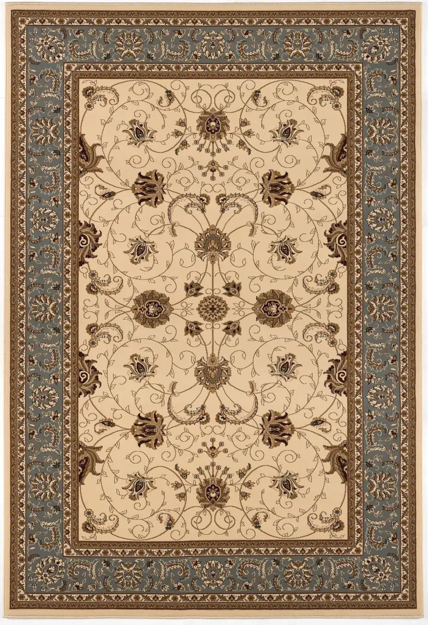 Beige And Blue Oriental Area Rug Photo 4