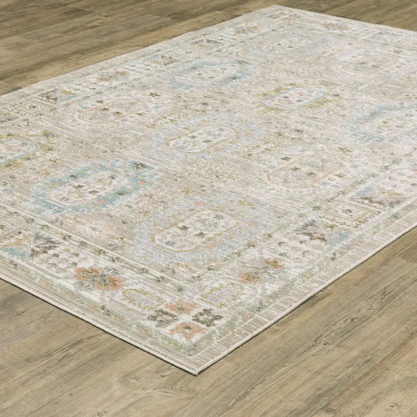 Beige And Blue Oriental Area Rug Photo 8