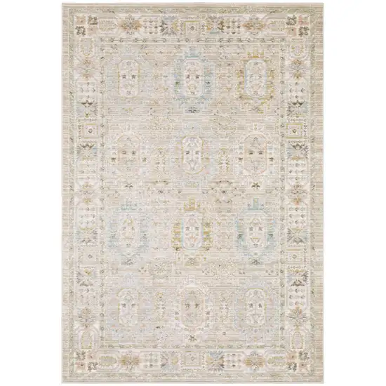 Beige And Blue Oriental Area Rug Photo 2