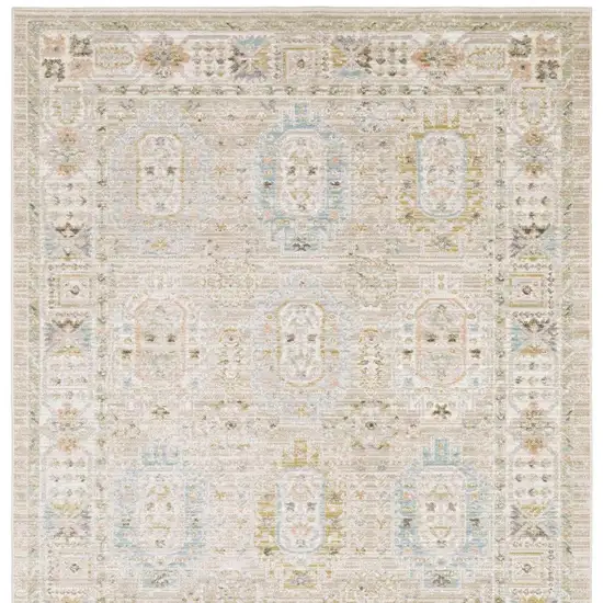Beige And Blue Oriental Area Rug Photo 4