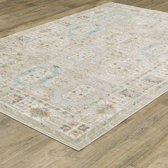 Beige And Blue Oriental Area Rug Photo 8