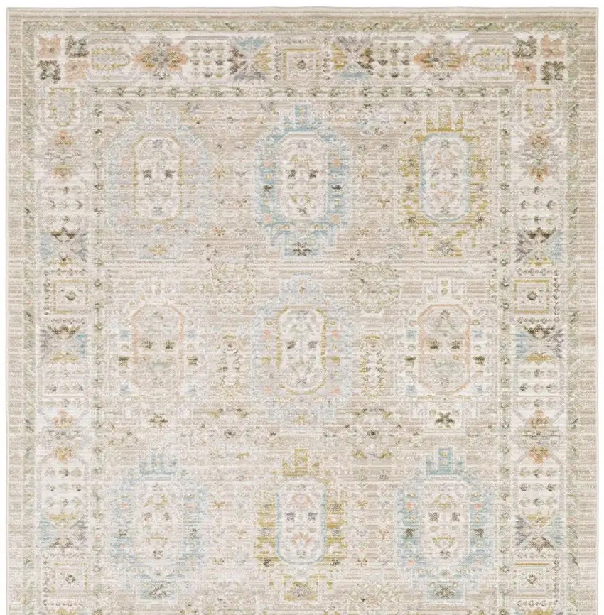 Beige And Blue Oriental Area Rug Photo 4