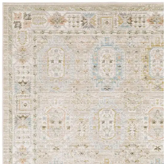 Beige And Blue Oriental Area Rug Photo 3