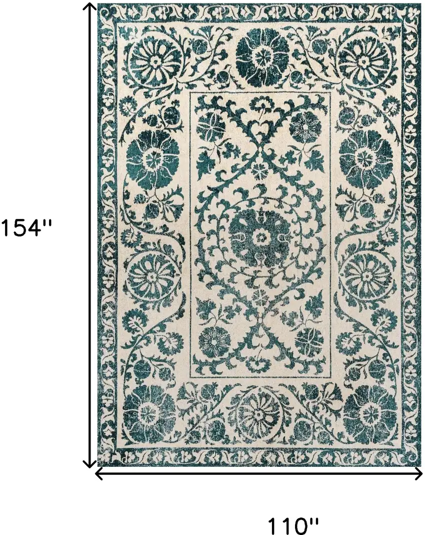 Beige And Blue Tribal Washable Area Rug With UV Protection Photo 5