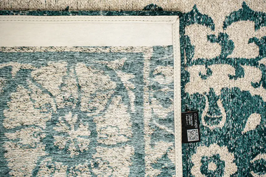 Beige And Blue Tribal Washable Area Rug With UV Protection Photo 6