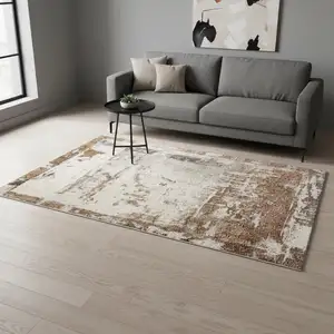 Photo of Beige And Brown Abstract Area Rug