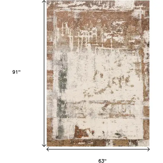 Beige And Brown Abstract Area Rug Photo 3
