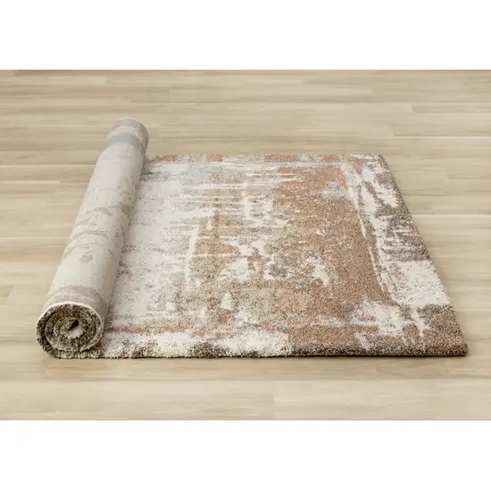 Beige And Brown Abstract Area Rug Photo 9