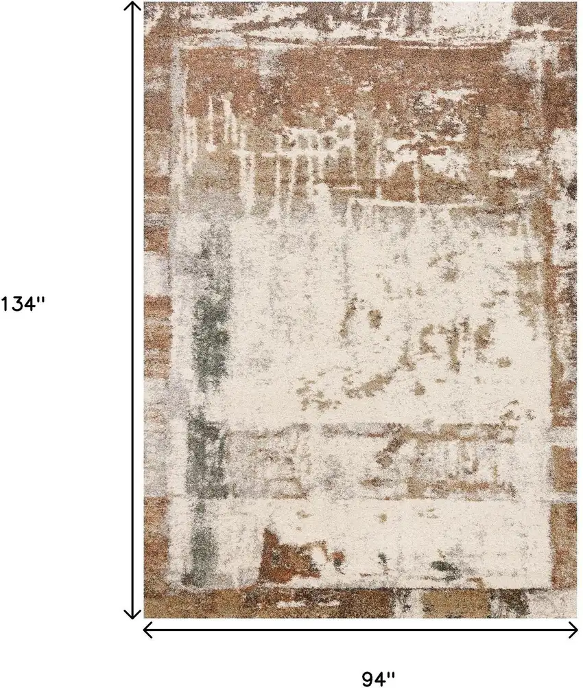 Beige And Brown Abstract Area Rug Photo 3