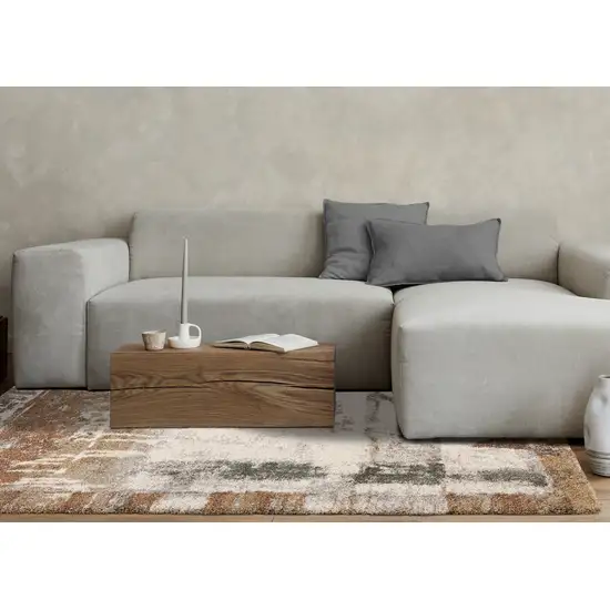 Beige And Brown Abstract Area Rug Photo 6