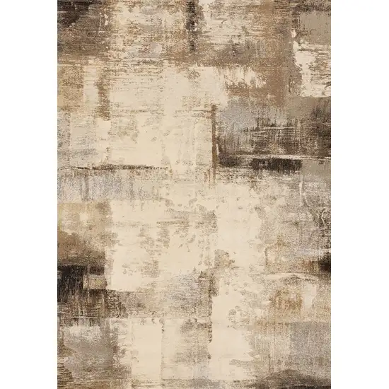 Beige And Brown Abstract Area Rug Photo 2