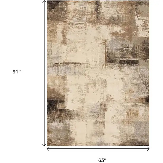 Beige And Brown Abstract Area Rug Photo 3