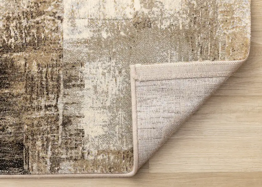 Beige And Brown Abstract Area Rug Photo 9