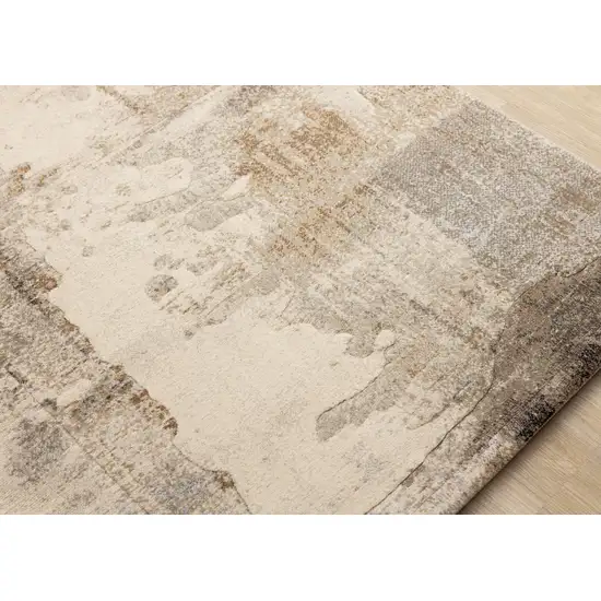 Beige And Brown Abstract Area Rug Photo 8