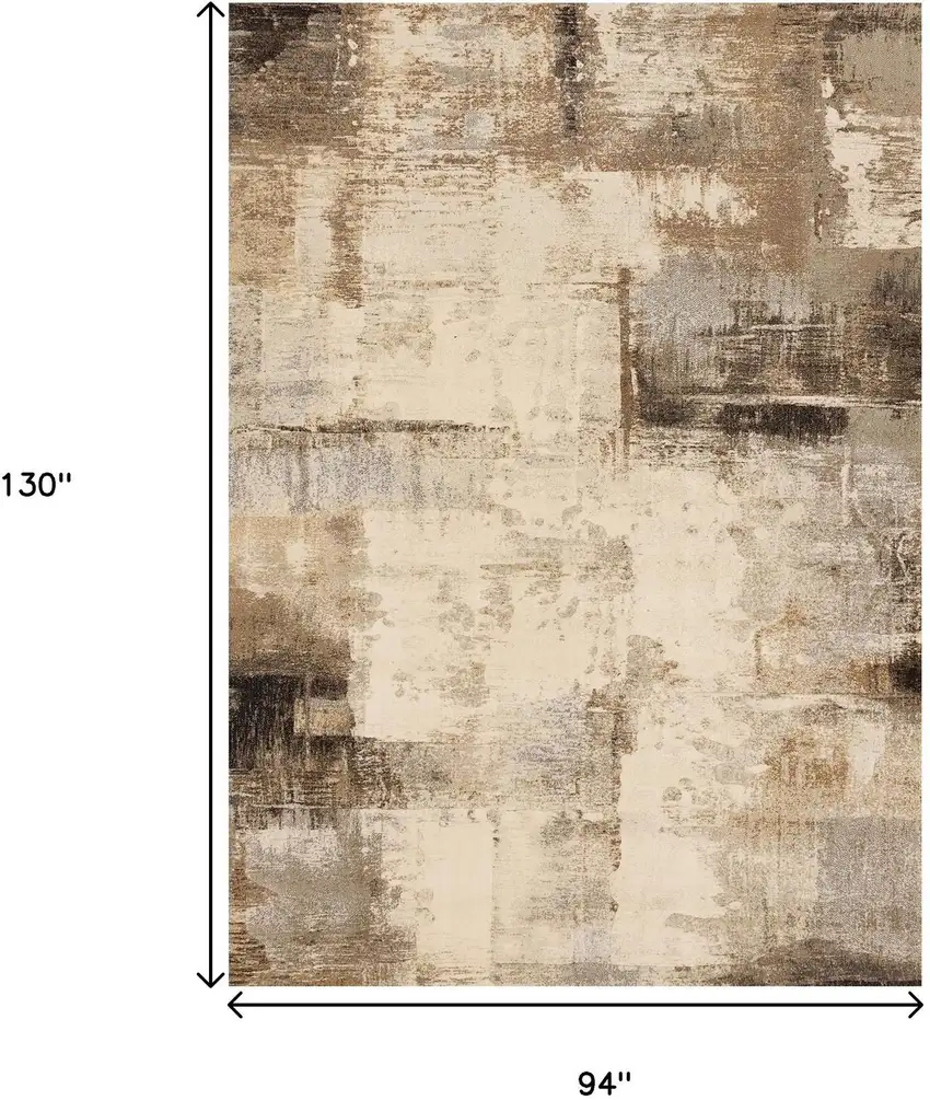 Beige And Brown Abstract Area Rug Photo 3